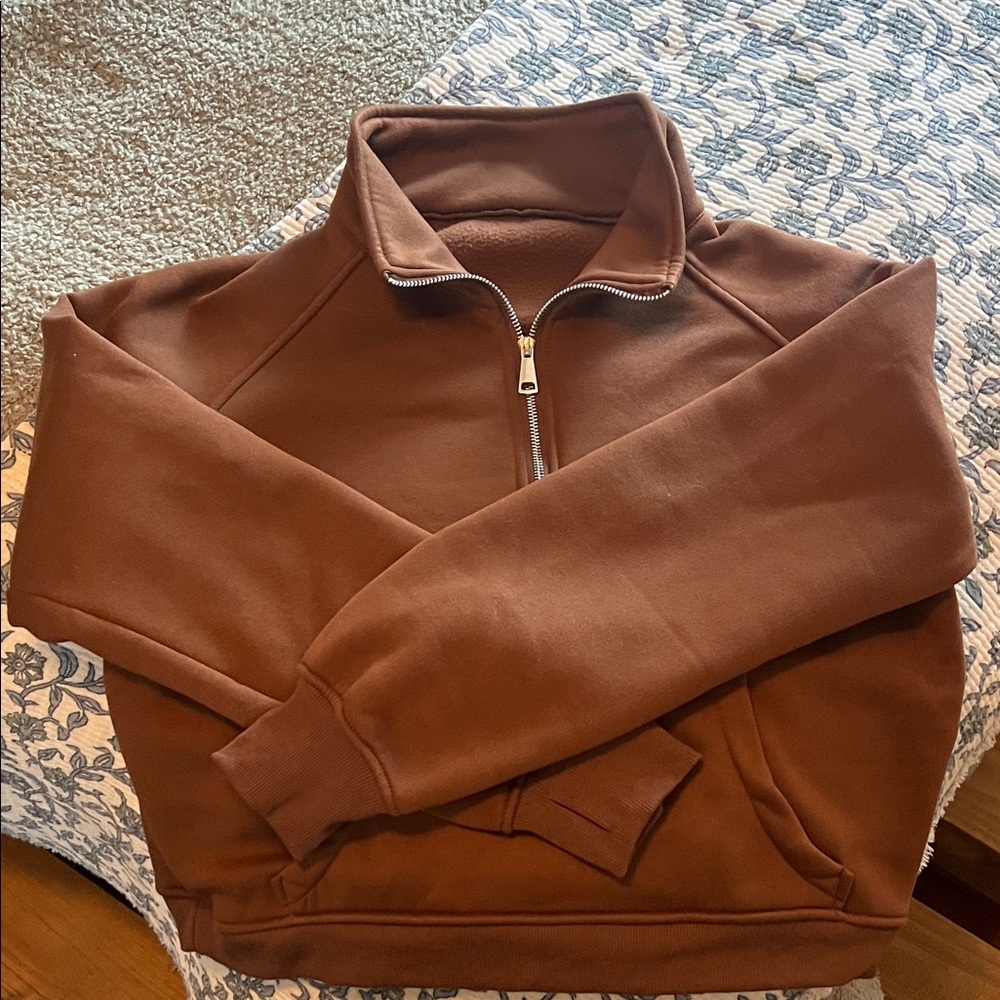 Men's Brown Half-Zip Sweater